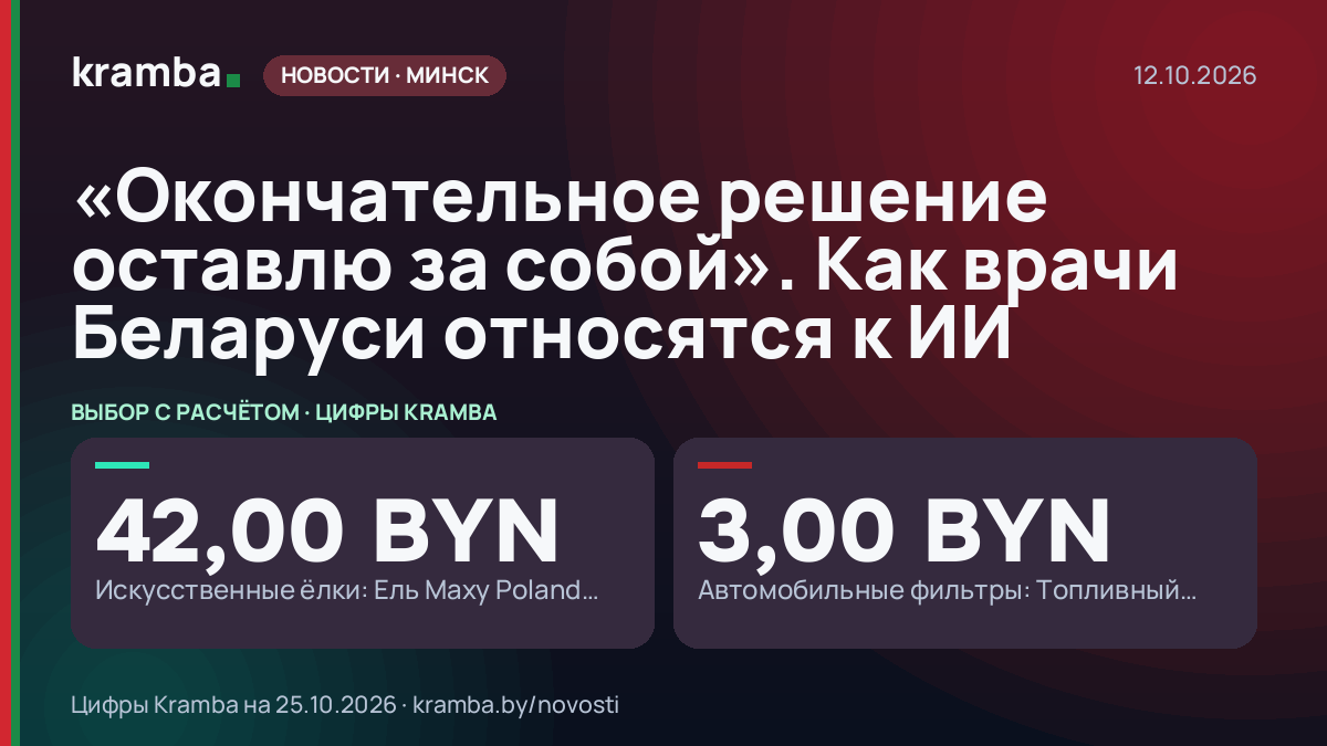 Инфографика Kramba: «Окончательное решение оставлю за собой». Как врачи Беларуси относятся к ИИ