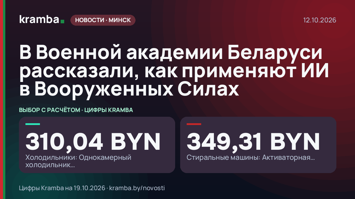 Инфографика Kramba: В Военной академии Беларуси рассказали, как применяют ИИ в Вооруженных Силах