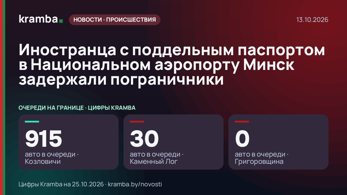 Инфографика Kramba: Иностранца с поддельным паспортом в Национальном аэропорту Минск задержали пограничники