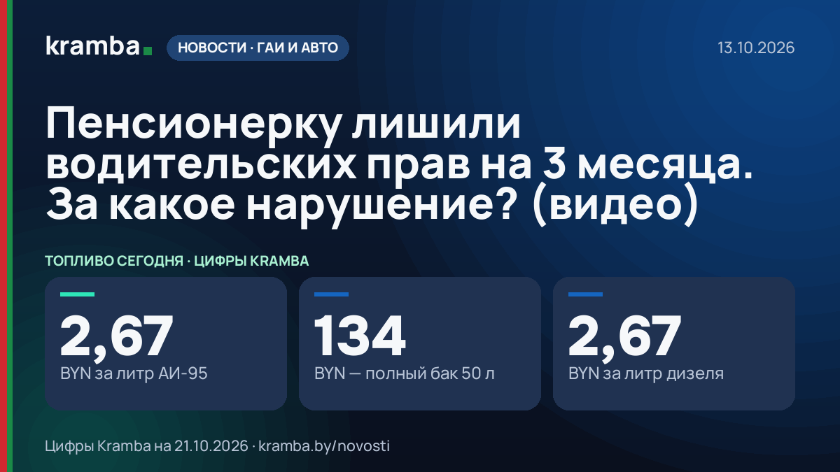 Инфографика Kramba: Пенсионерку лишили водительских прав на 3 месяца. За какое нарушение? (видео)