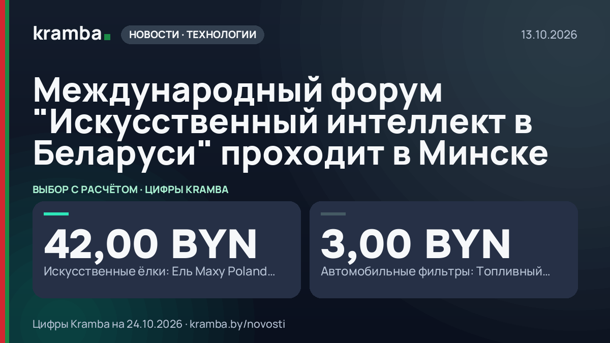 Инфографика Kramba: Международный форум "Искусственный интеллект в Беларуси" проходит в Минске