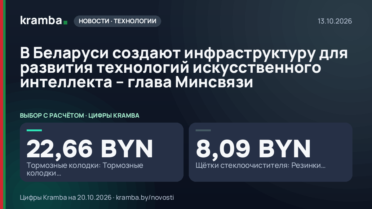 Инфографика Kramba: В Беларуси создают инфраструктуру для развития технологий искусственного интеллекта…