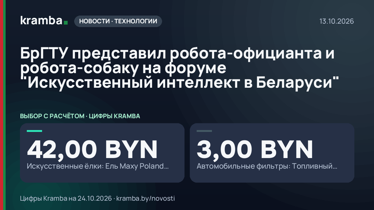 Инфографика Kramba: БрГТУ представил робота-официанта и робота-собаку на форуме "Искусственный интеллект в…