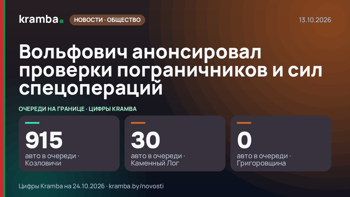 Инфографика Kramba: Вольфович анонсировал проверки пограничников и сил спецопераций