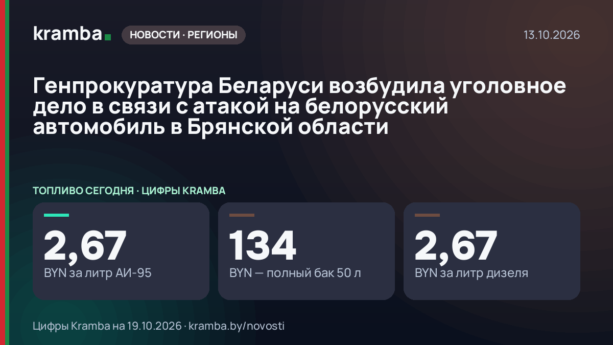 Инфографика Kramba: Генпрокуратура Беларуси возбудила уголовное дело в связи с атакой на белорусский…