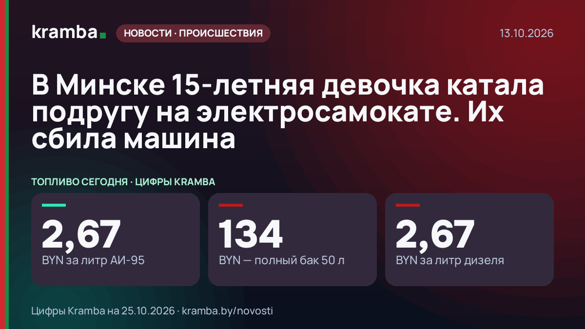Инфографика Kramba: В Минске 15-летняя девочка катала подругу на электросамокате. Их сбила машина