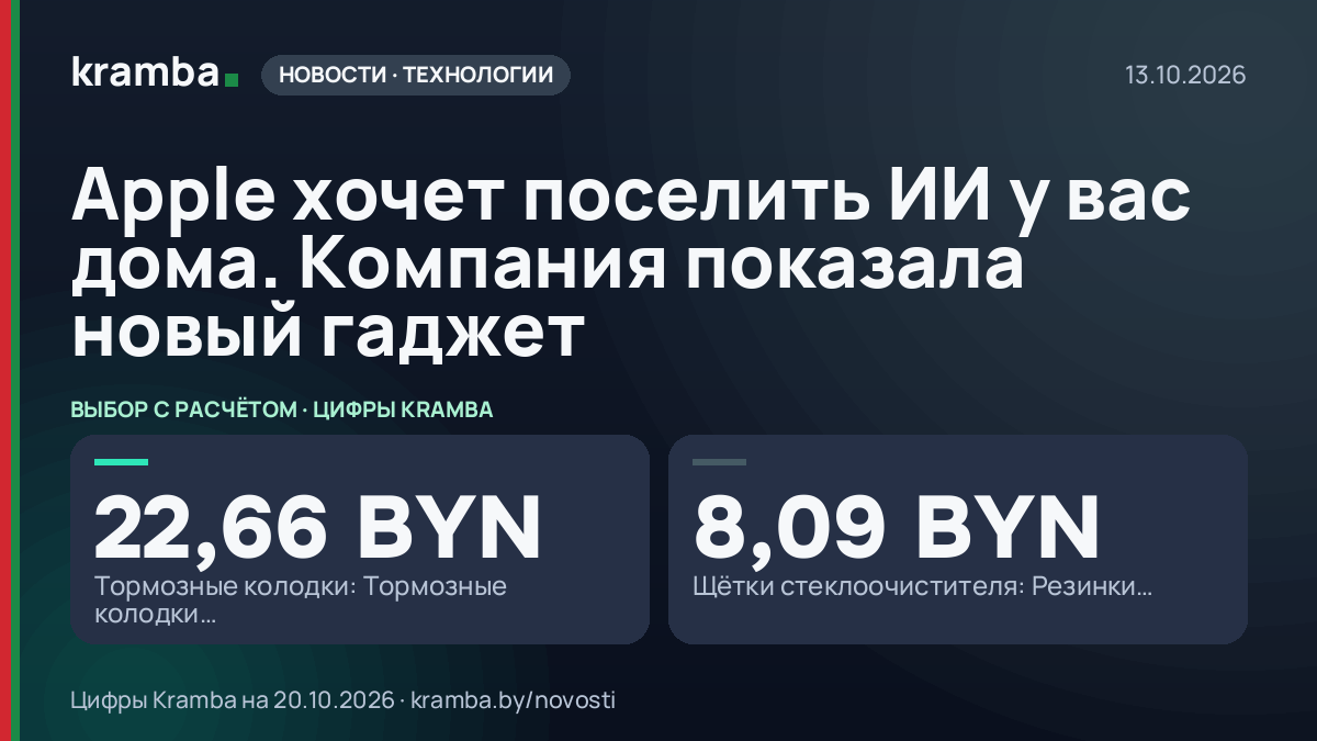 Инфографика Kramba: Apple хочет поселить ИИ у вас дома. Компания показала новый гаджет