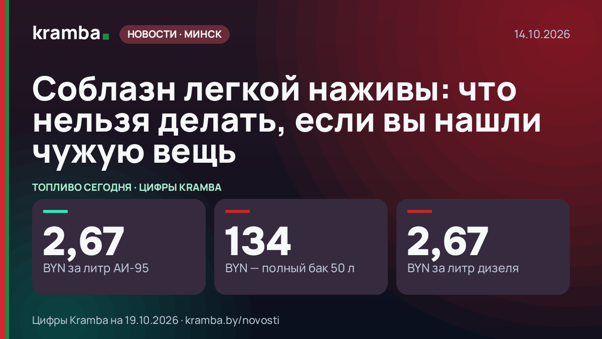 Инфографика Kramba: Соблазн легкой наживы: что нельзя делать, если вы нашли чужую вещь