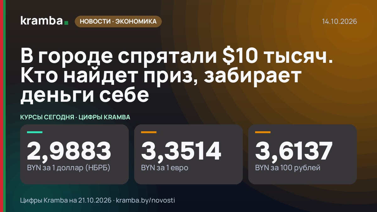 Инфографика Kramba: В городе спрятали $10 тысяч. Кто найдет приз, забирает деньги себе