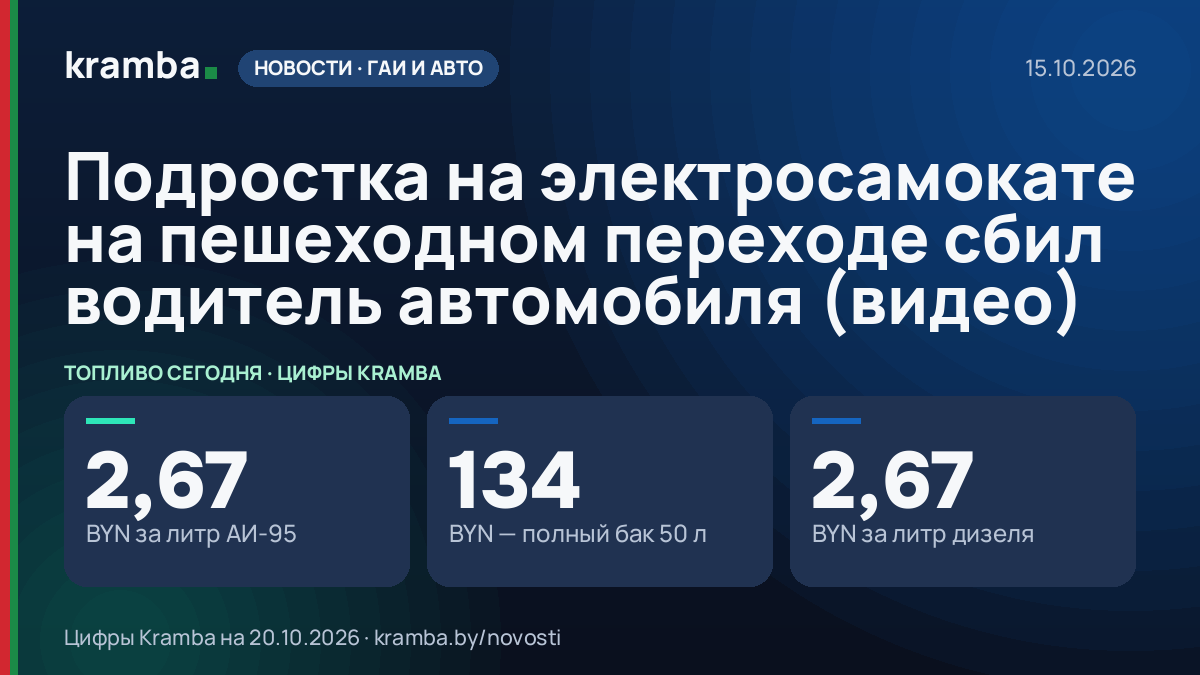 Инфографика Kramba: Подростка на электросамокате на пешеходном переходе сбил водитель автомобиля (видео)