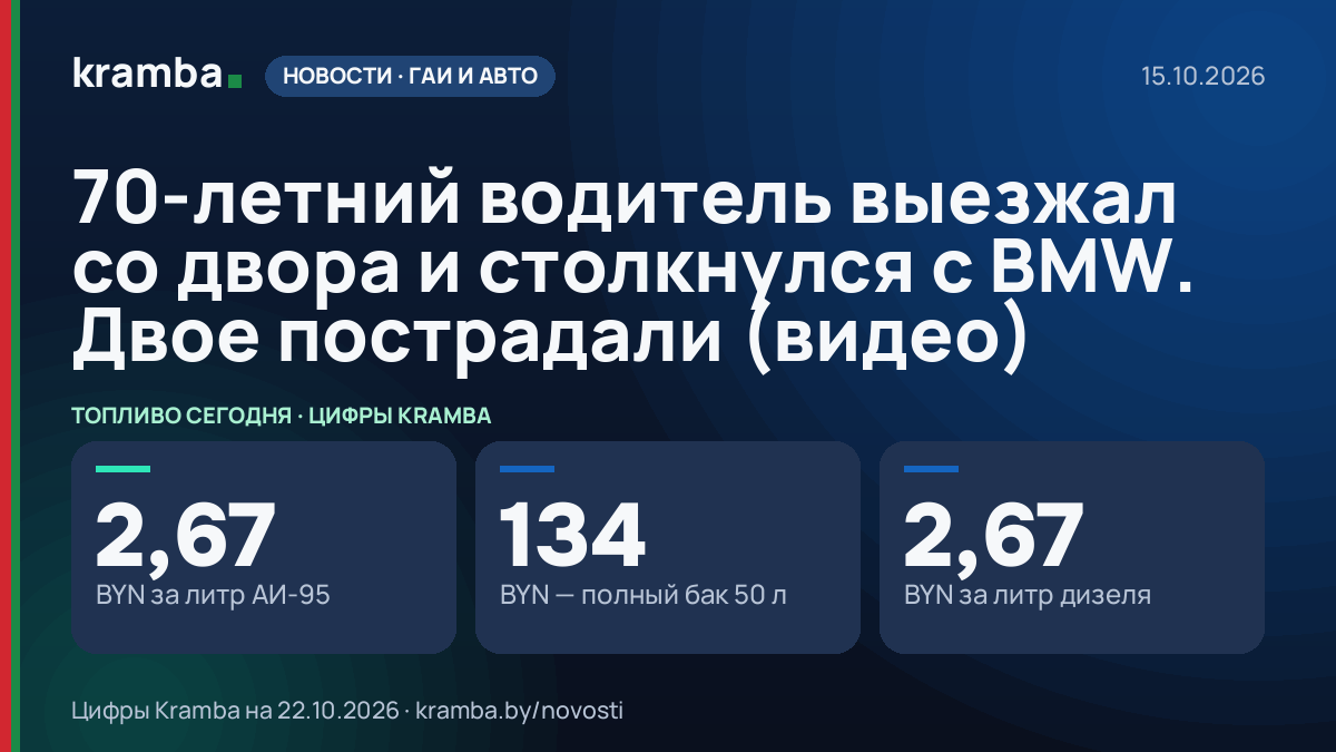 Инфографика Kramba: 70-летний водитель выезжал со двора и столкнулся с BMW. Двое пострадали (видео)