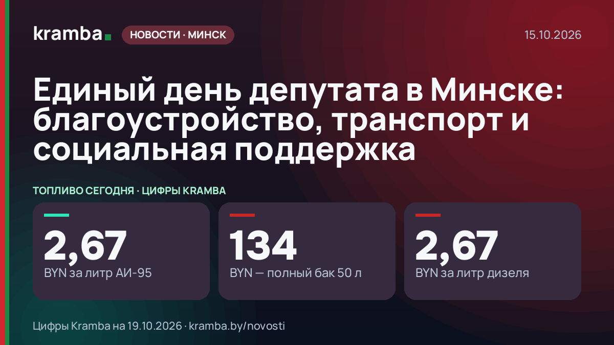 Инфографика Kramba: Единый день депутата в Минске: благоустройство, транспорт и социальная поддержка