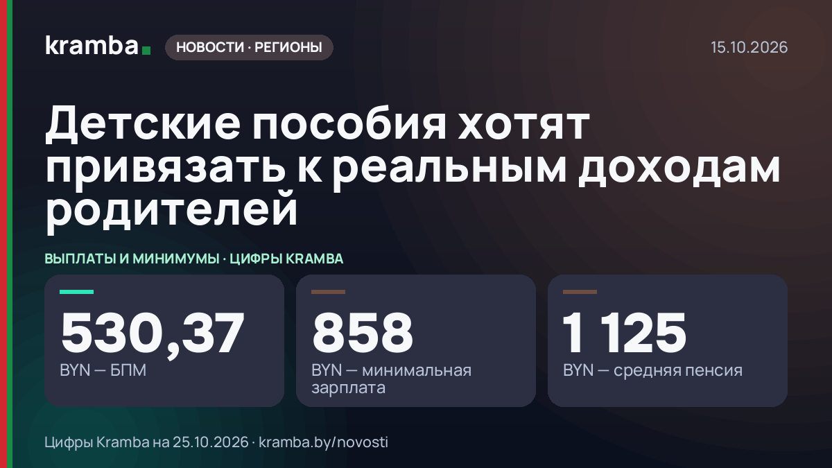 Инфографика Kramba: Детские пособия хотят привязать к реальным доходам родителей