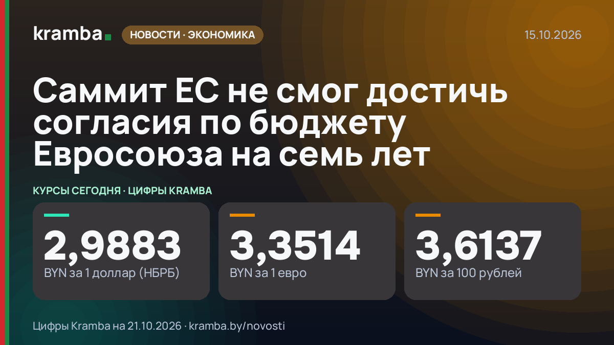 Инфографика Kramba: Саммит ЕС не смог достичь согласия по бюджету Евросоюза на семь лет
