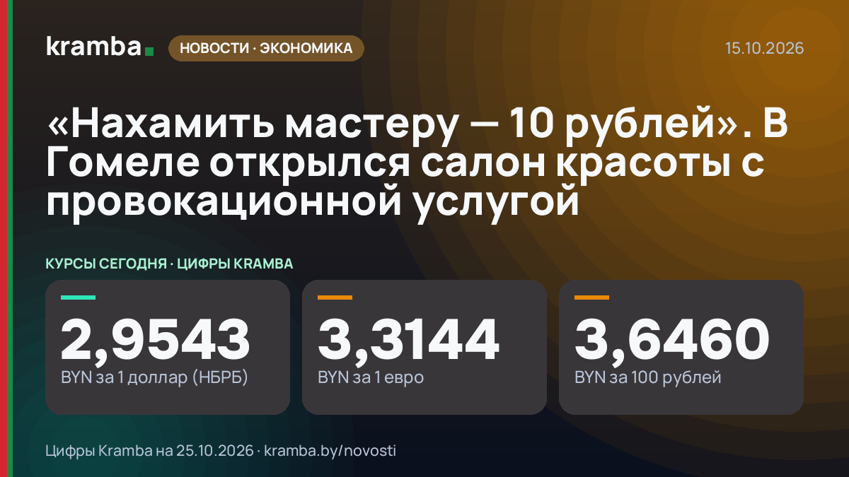 Инфографика Kramba: «Нахамить мастеру — 10 рублей». В Гомеле открылся салон красоты с провокационной услугой