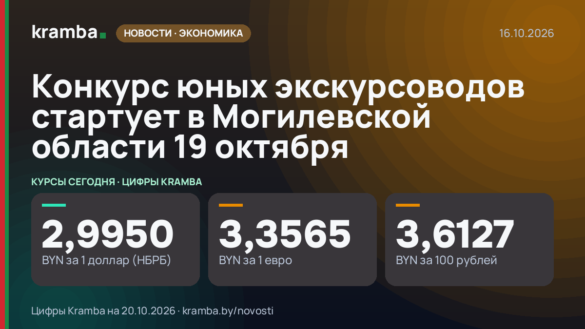 Инфографика Kramba: Конкурс юных экскурсоводов стартует в Могилевской области 19 октября