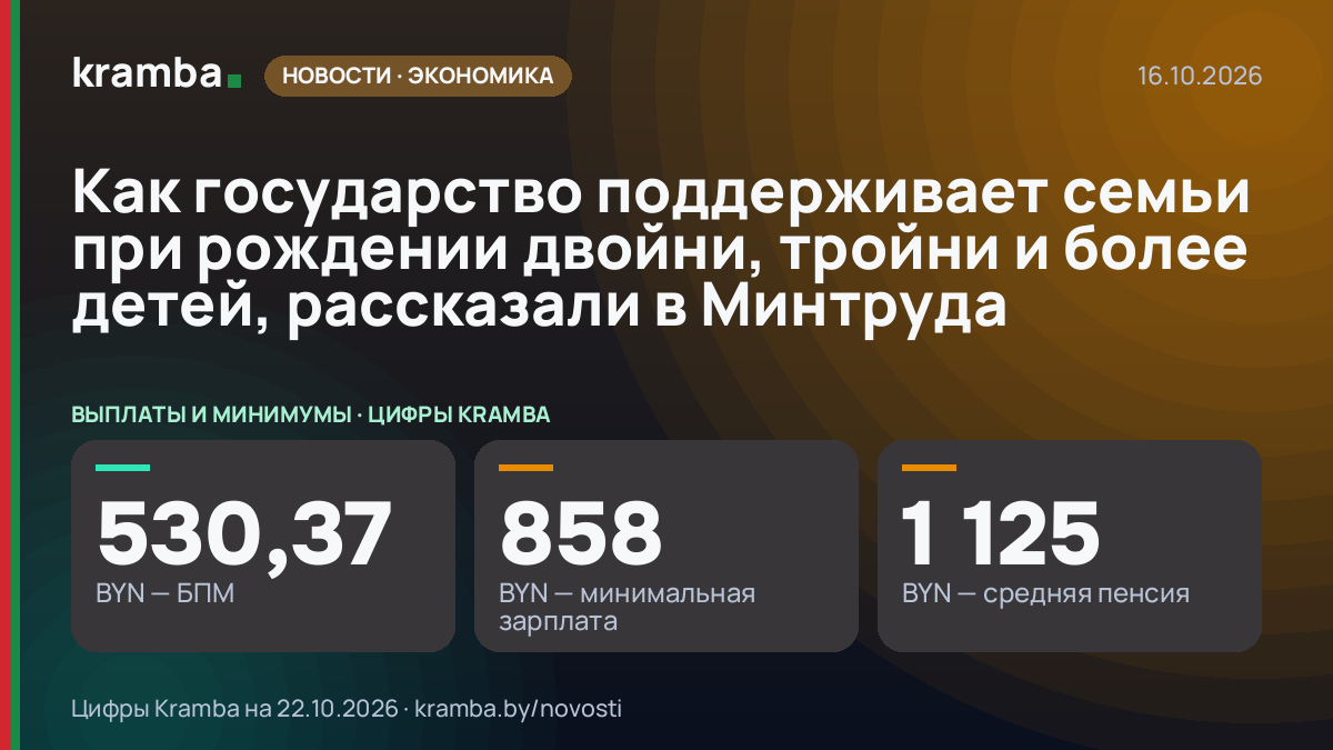 Инфографика Kramba: Как государство поддерживает семьи при рождении двойни, тройни и более детей, рассказали…