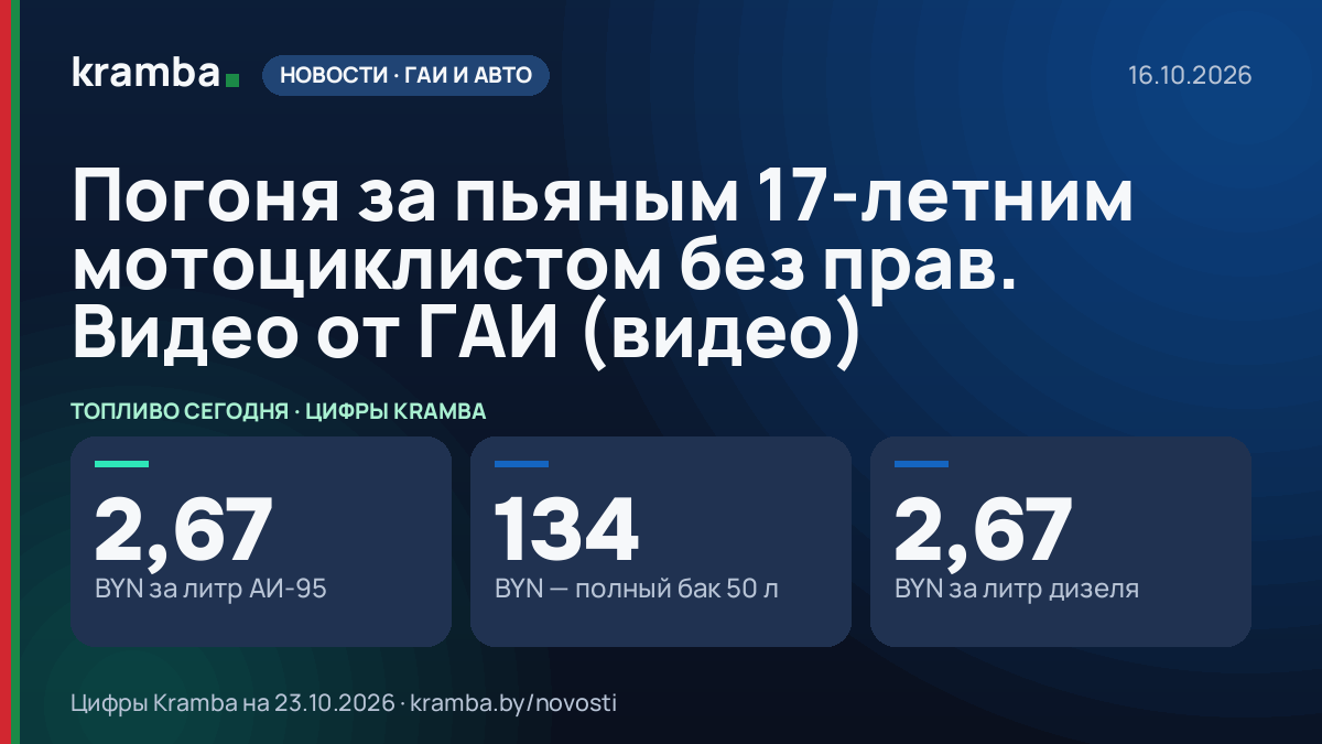 Инфографика Kramba: Погоня за пьяным 17-летним мотоциклистом без прав. Видео от ГАИ (видео)