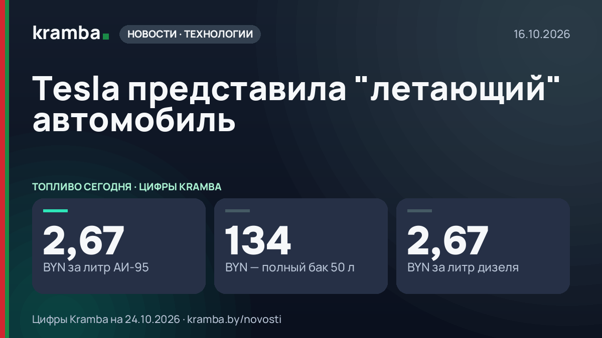 Инфографика Kramba: Tesla представила "летающий" автомобиль