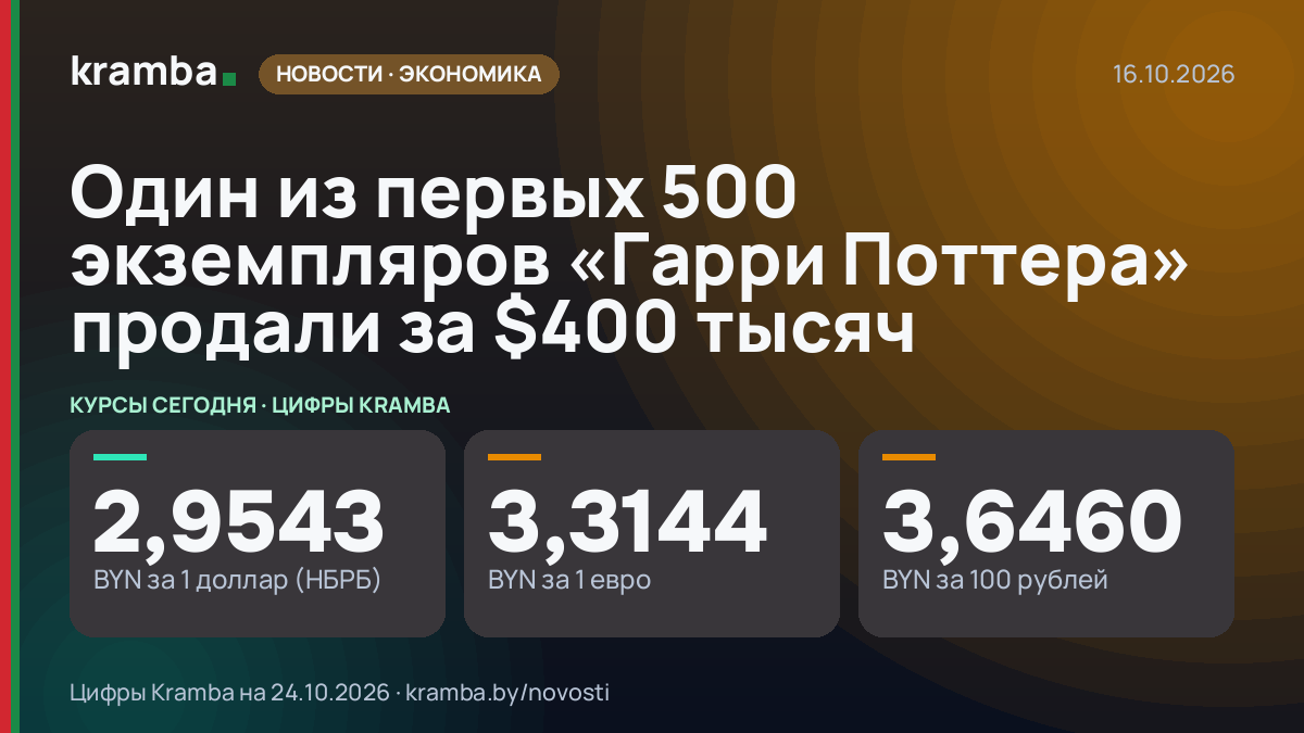 Инфографика Kramba: Один из первых 500 экземпляров «Гарри Поттера» продали за $400 тысяч