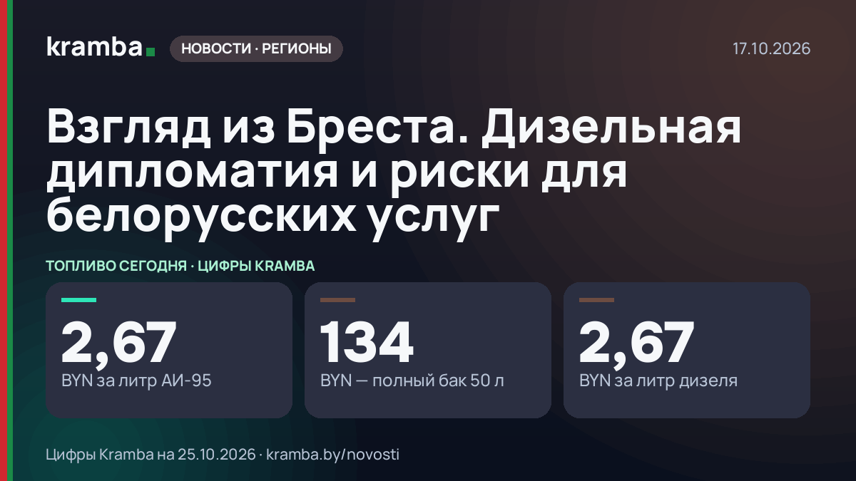 Инфографика Kramba: Взгляд из Бреста. Дизельная дипломатия и риски для белорусских услуг