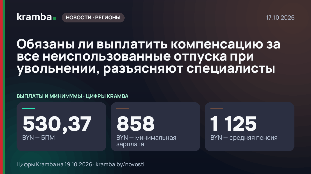 Инфографика Kramba: Обязаны ли выплатить компенсацию за все неиспользованные отпуска при увольнении…