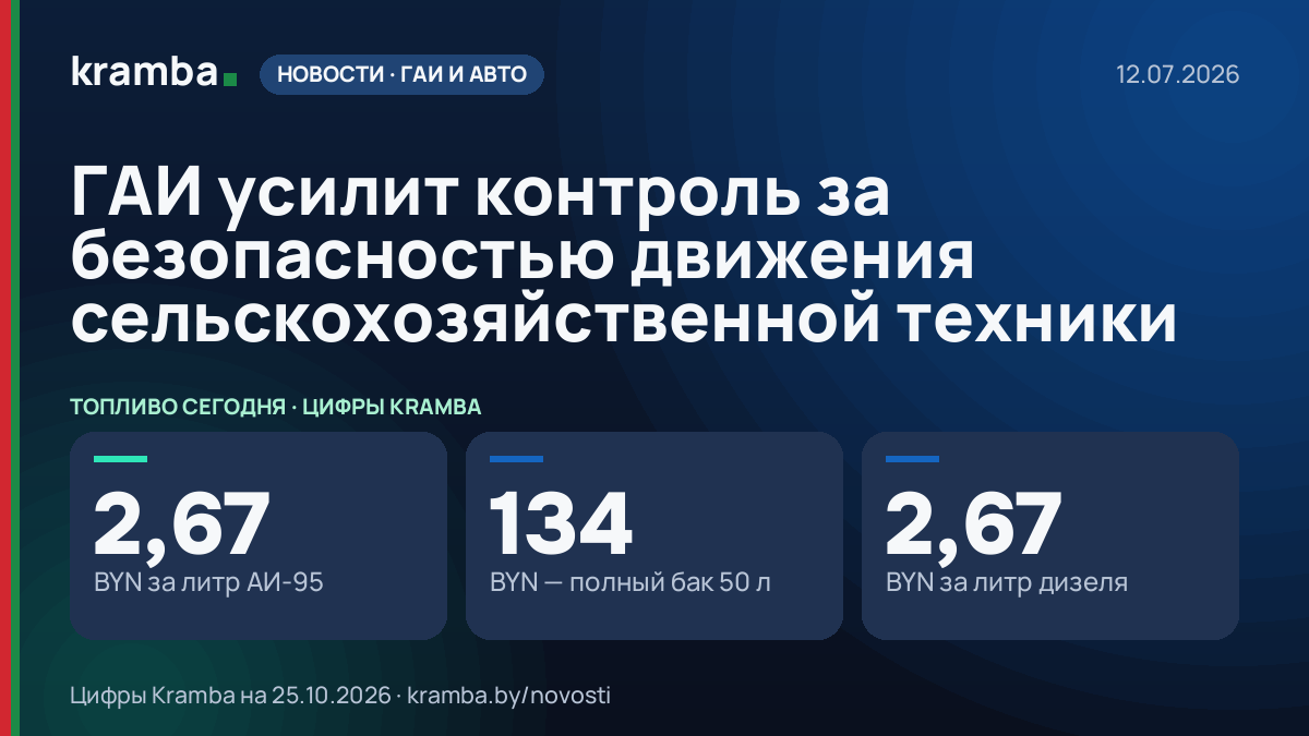 Инфографика Kramba: ГАИ усилит контроль за безопасностью движения сельскохозяйственной техники