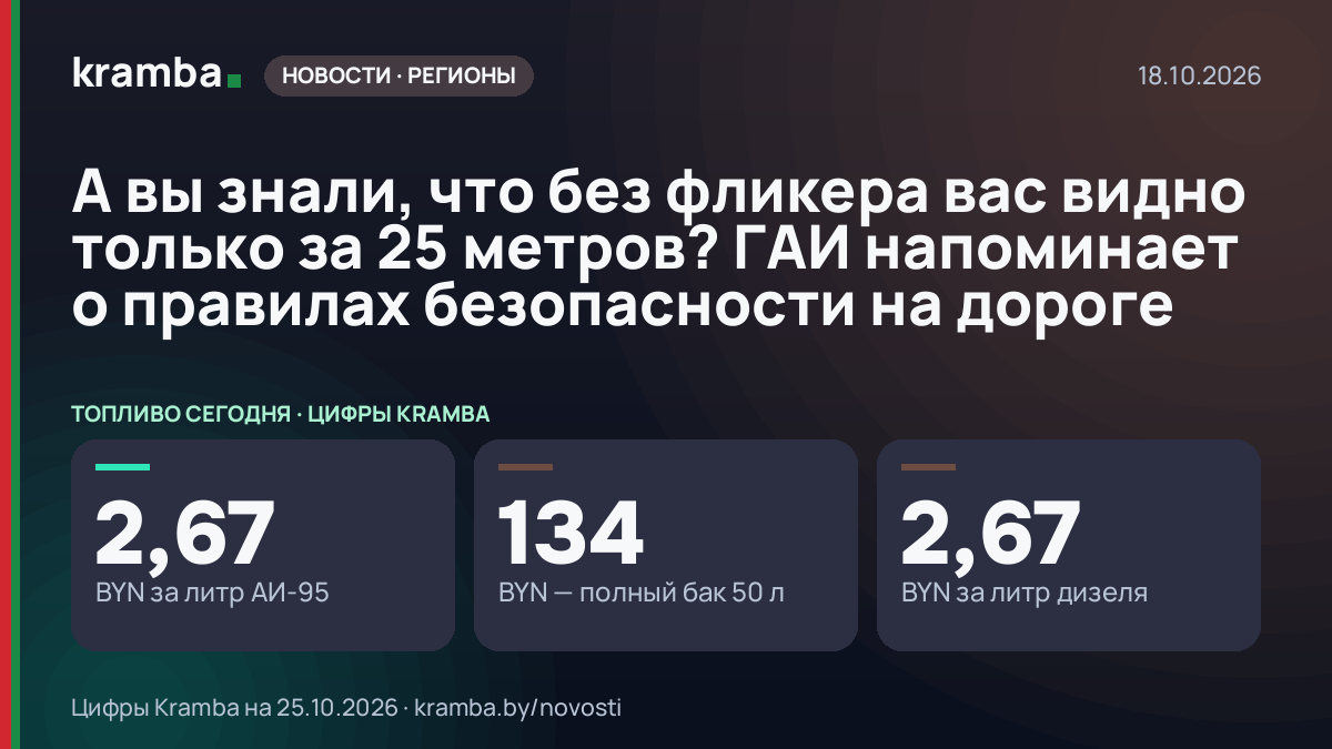 Инфографика Kramba: А вы знали, что без фликера вас видно только за 25 метров? ГАИ напоминает о правилах…