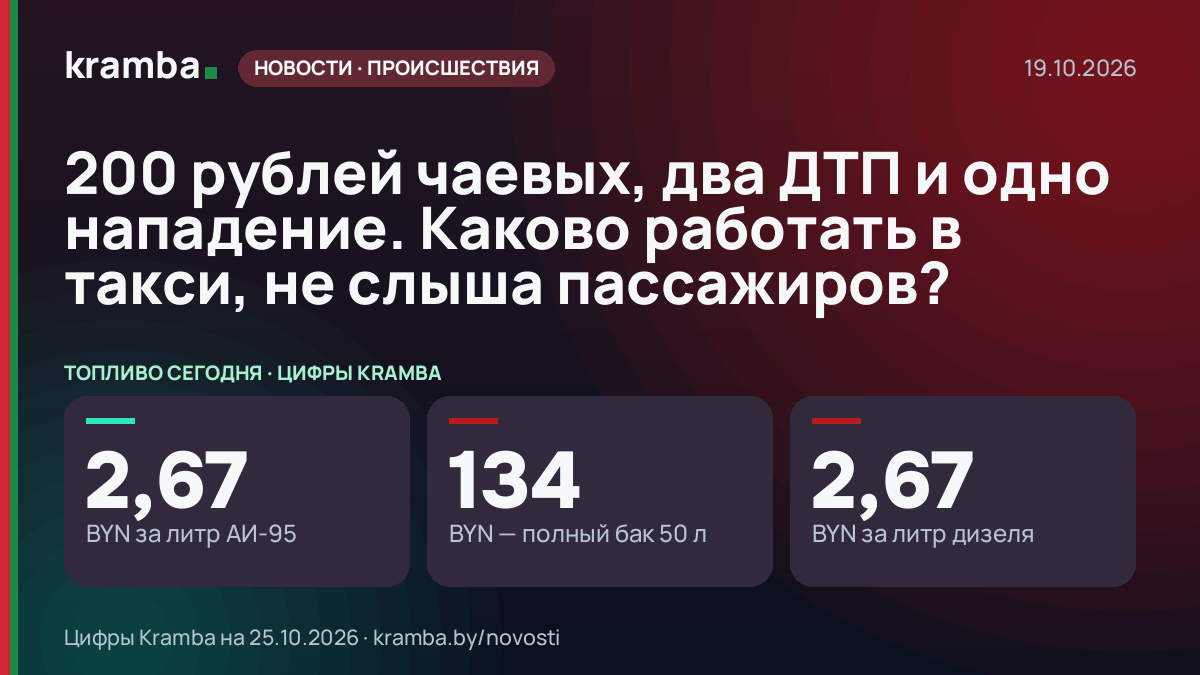 Инфографика Kramba: 200 рублей чаевых, два ДТП и одно нападение. Каково работать в такси, не слыша пассажиров?