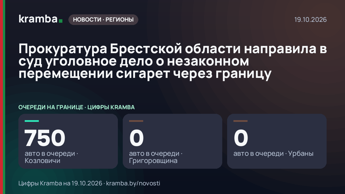 Инфографика Kramba: Прокуратура Брестской области направила в суд уголовное дело о незаконном перемещении…