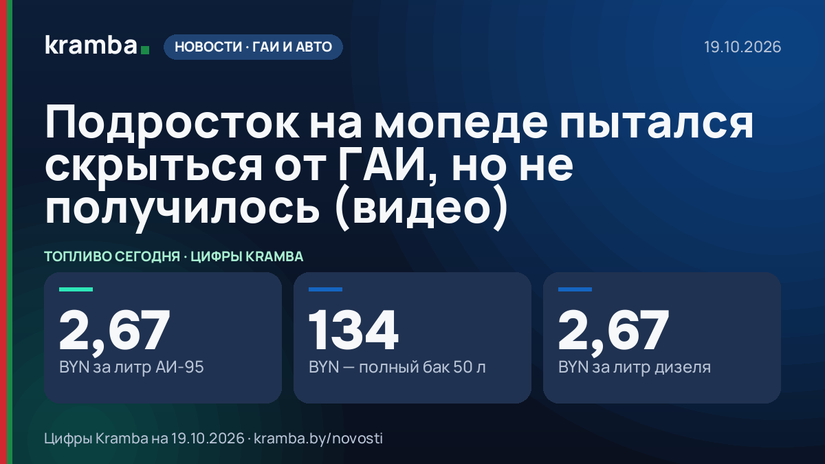Инфографика Kramba: Подросток на мопеде пытался скрыться от ГАИ, но не получилось (видео)