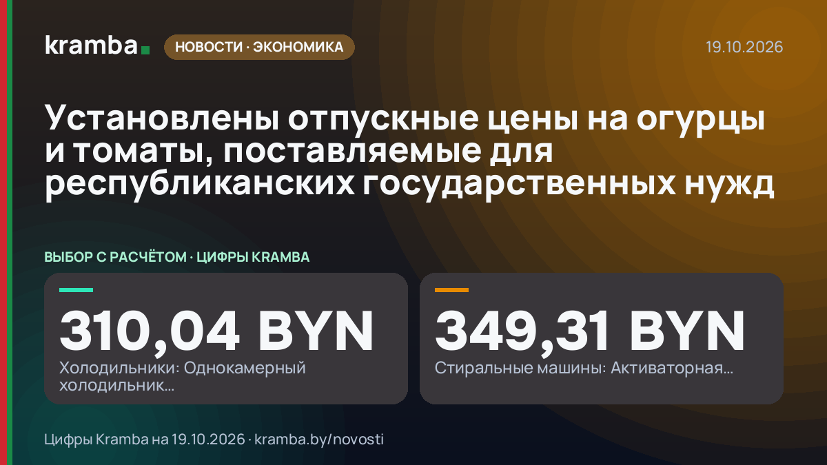 Инфографика Kramba: Установлены отпускные цены на огурцы и томаты, поставляемые для республиканских…