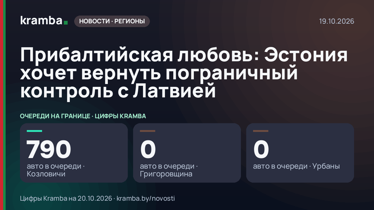 Инфографика Kramba: Прибалтийская любовь: Эстония хочет вернуть пограничный контроль с Латвией
