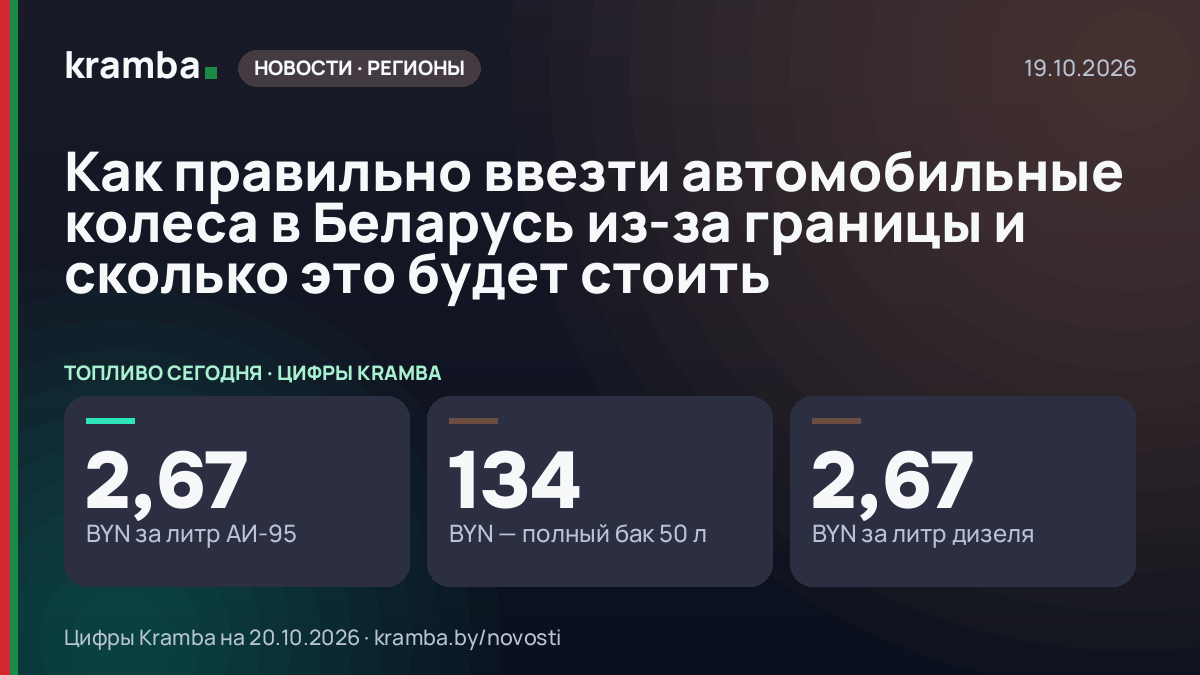 Инфографика Kramba: Как правильно ввезти автомобильные колеса в Беларусь из-за границы и сколько это будет…