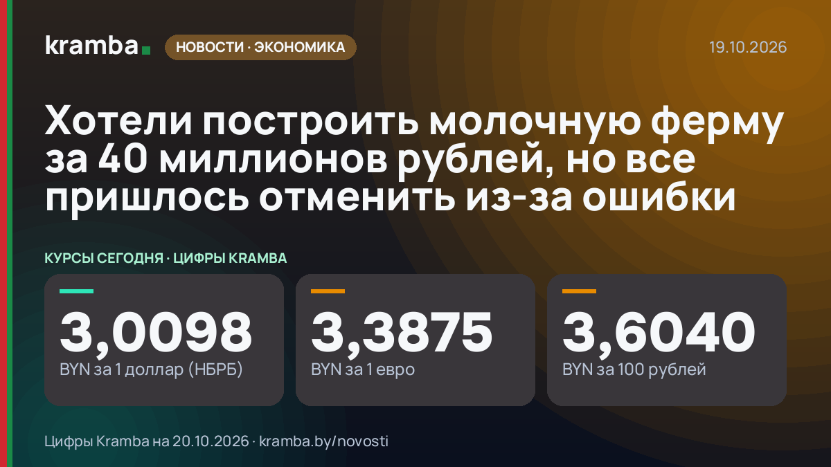 Инфографика Kramba: Хотели построить молочную ферму за 40 миллионов рублей, но все пришлось отменить из-за…