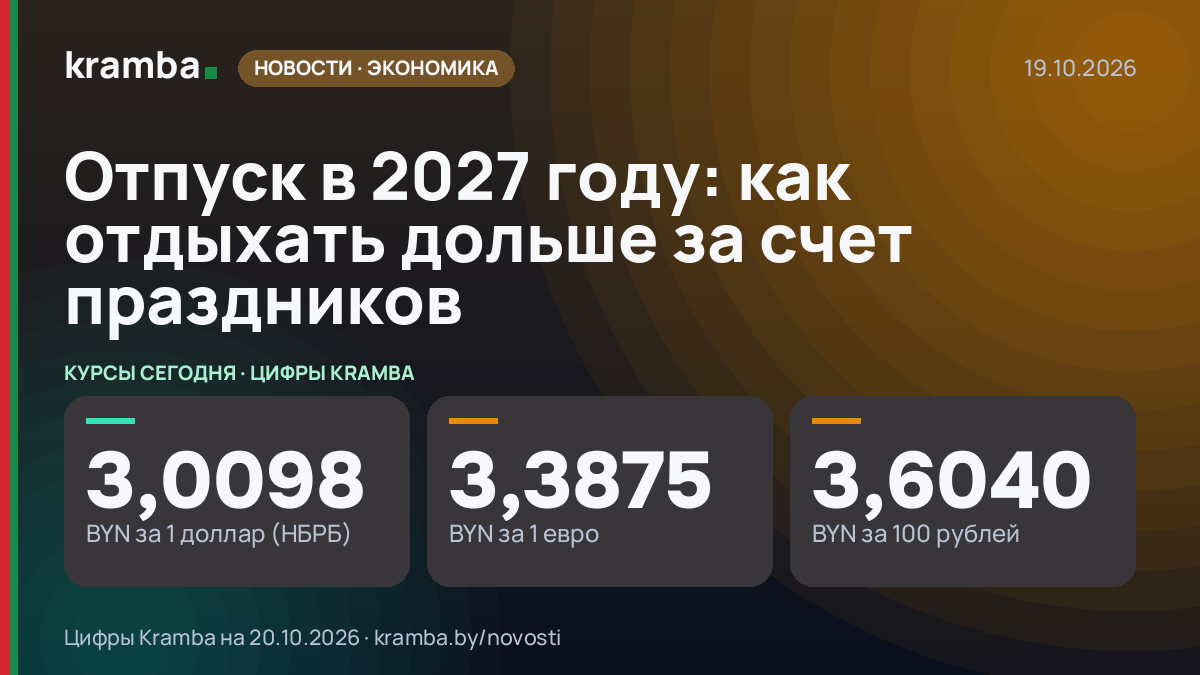 Инфографика Kramba: Отпуск в 2027 году: как отдыхать дольше за счет праздников