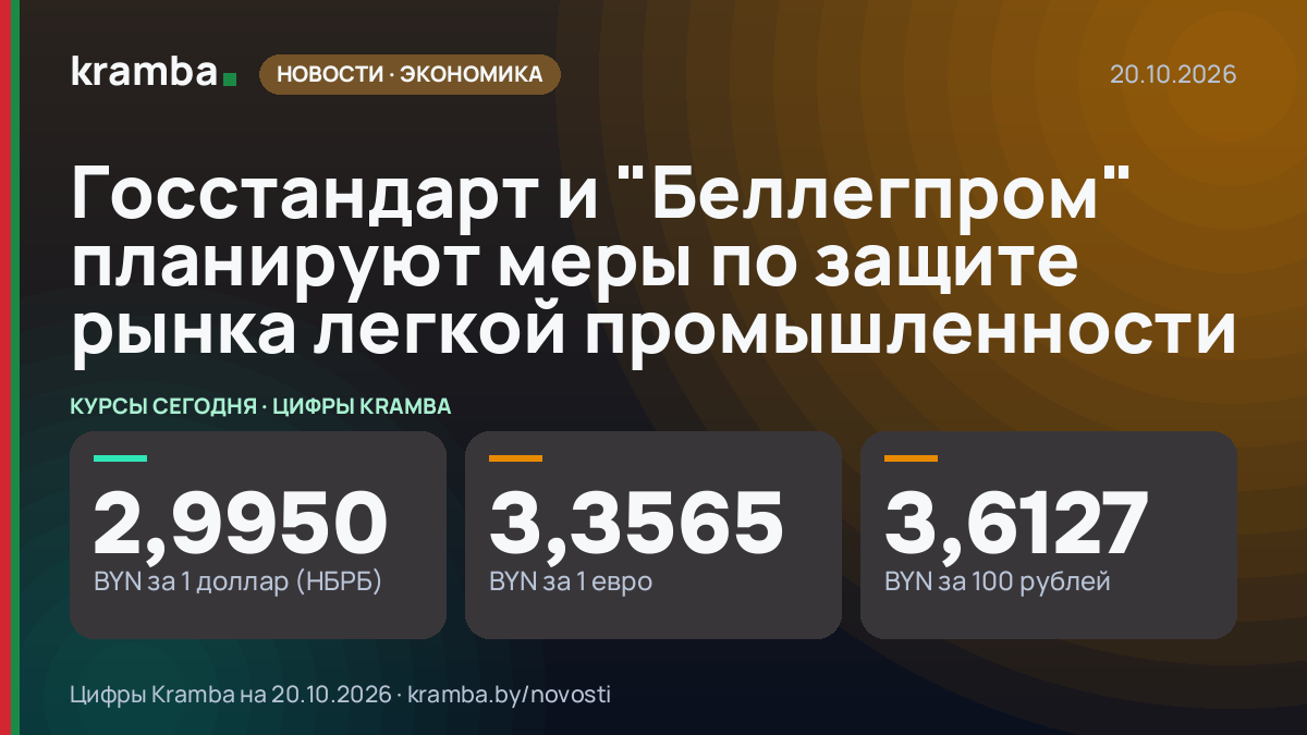 Инфографика Kramba: Госстандарт и "Беллегпром" планируют меры по защите рынка легкой промышленности