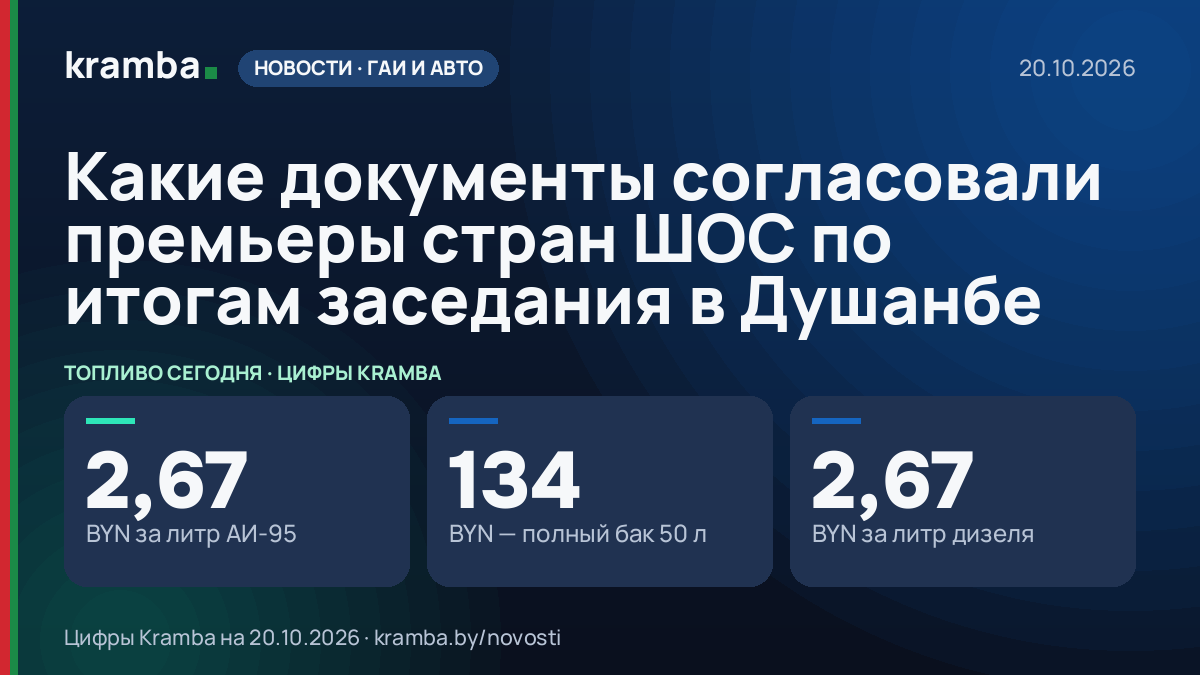 Инфографика Kramba: Какие документы согласовали премьеры стран ШОС по итогам заседания в Душанбе