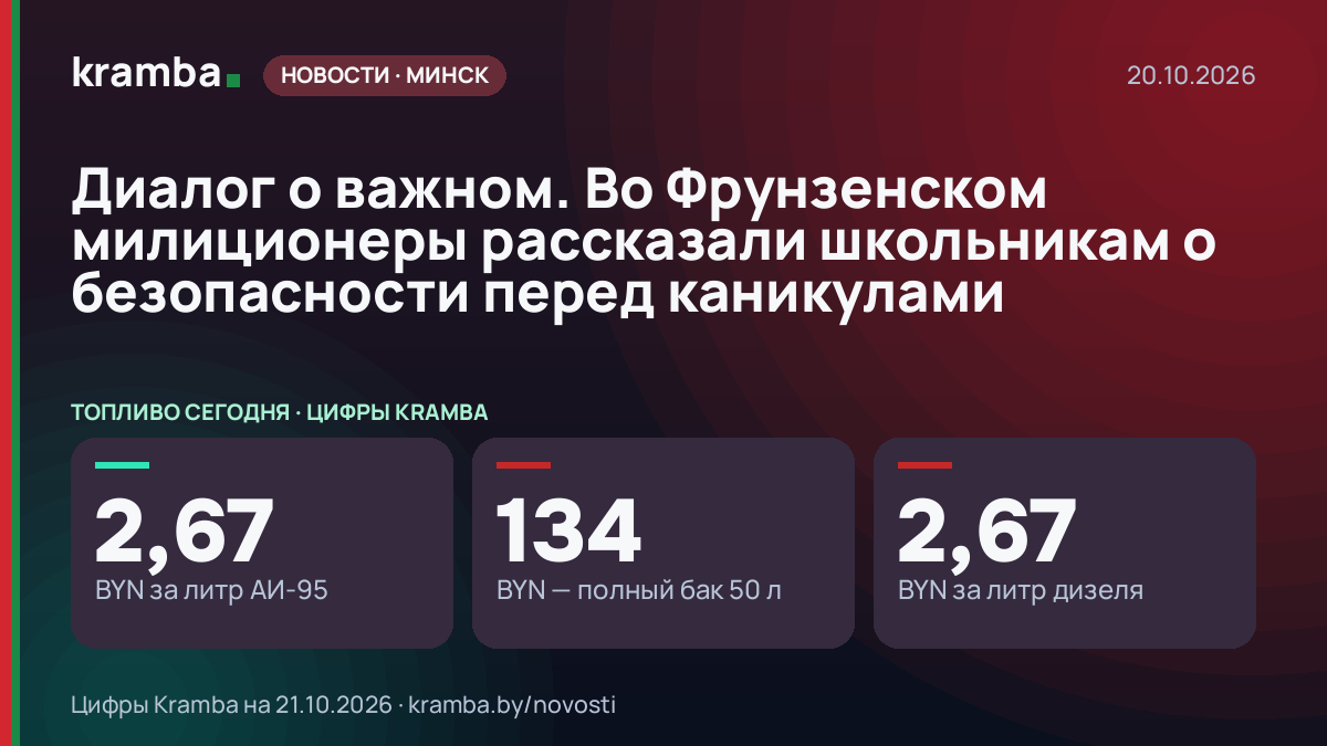 Инфографика Kramba: Диалог о важном. Во Фрунзенском милиционеры рассказали школьникам о безопасности перед…
