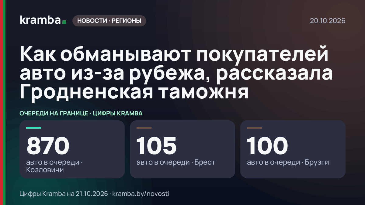 Инфографика Kramba: Как обманывают покупателей авто из-за рубежа, рассказала Гродненская таможня