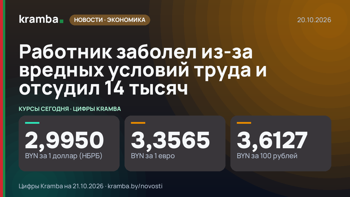 Инфографика Kramba: Работник заболел из-за вредных условий труда и отсудил 14 тысяч