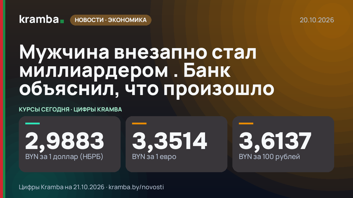 Инфографика Kramba: Мужчина внезапно стал миллиардером . Банк объяснил, что произошло