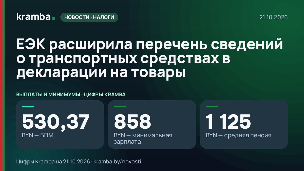 Инфографика Kramba: ЕЭК расширила перечень сведений о транспортных средствах в декларации на товары