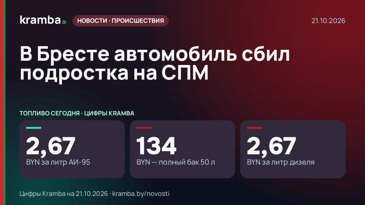 Инфографика Kramba: В Бресте автомобиль сбил подростка на СПМ