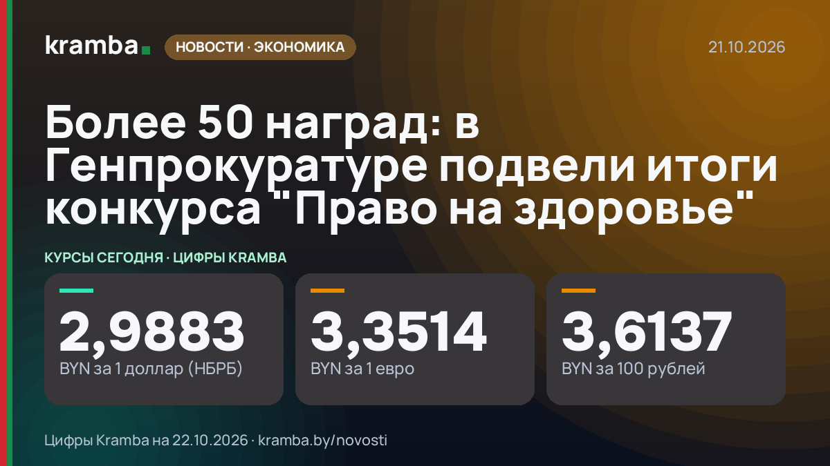 Инфографика Kramba: Более 50 наград: в Генпрокуратуре подвели итоги конкурса "Право на здоровье"