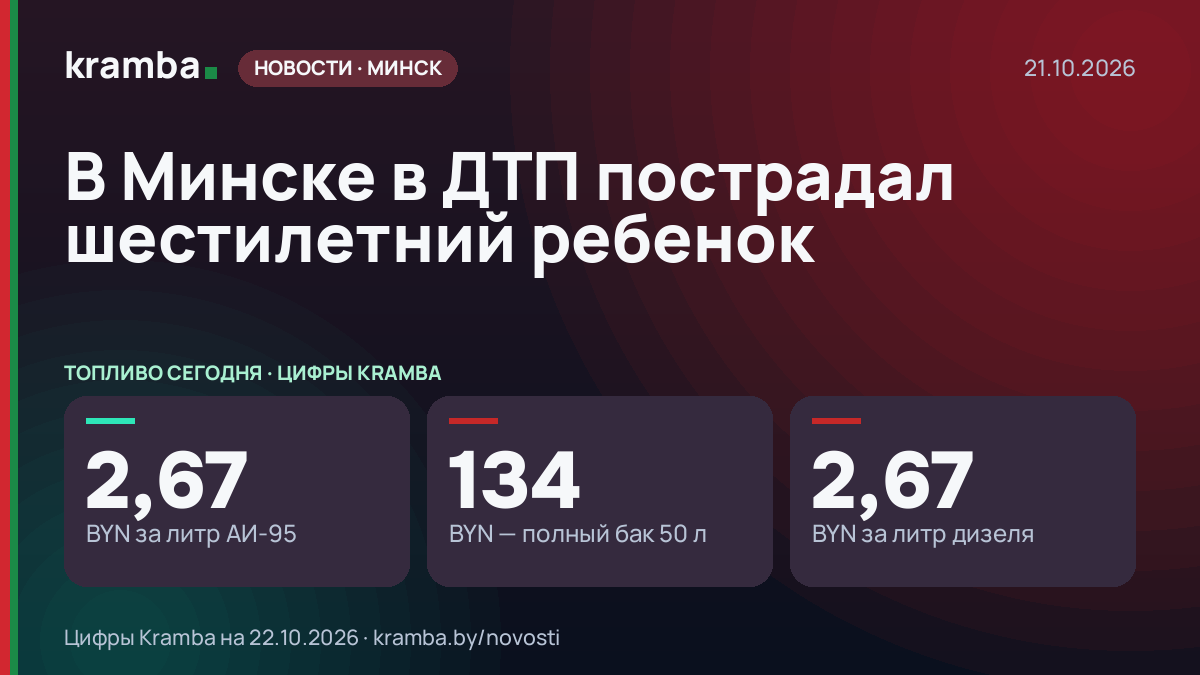 Инфографика Kramba: В Минске в ДТП пострадал шестилетний ребенок