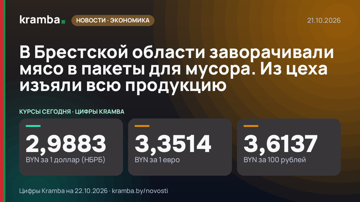 Инфографика Kramba: В Брестской области заворачивали мясо в пакеты для мусора. Из цеха изъяли всю продукцию