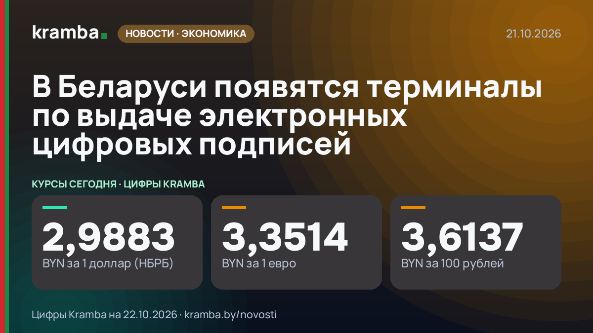 Инфографика Kramba: В Беларуси появятся терминалы по выдаче электронных цифровых подписей