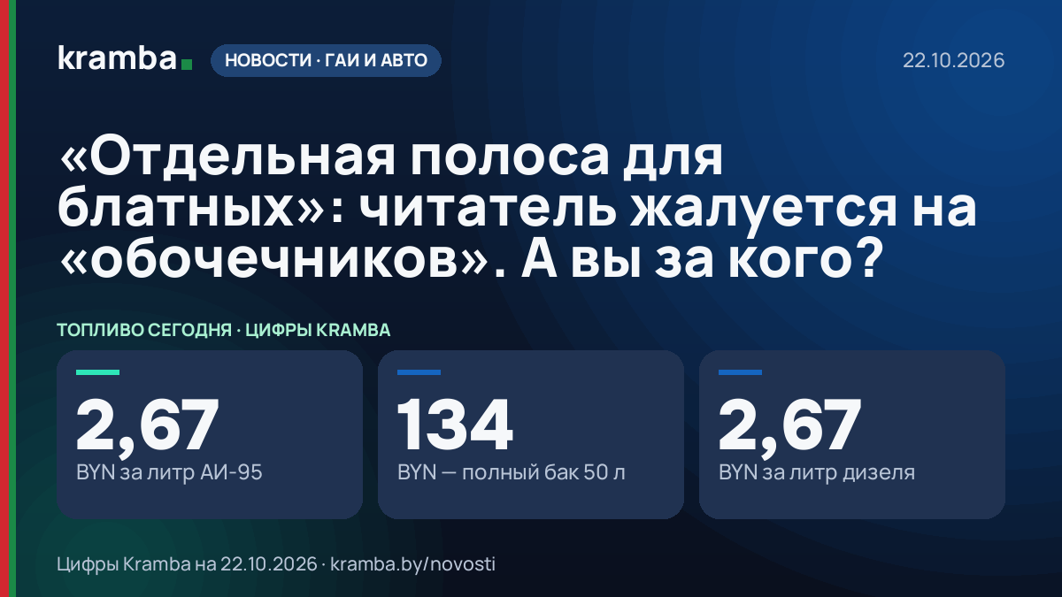 Инфографика Kramba: «Отдельная полоса для блатных»: читатель жалуется на «обочечников». А вы за кого?