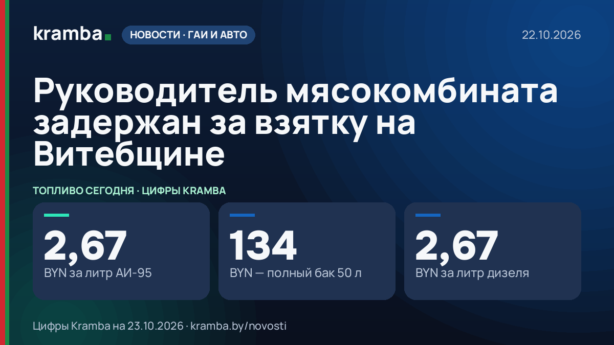Инфографика Kramba: Руководитель мясокомбината задержан за взятку на Витебщине